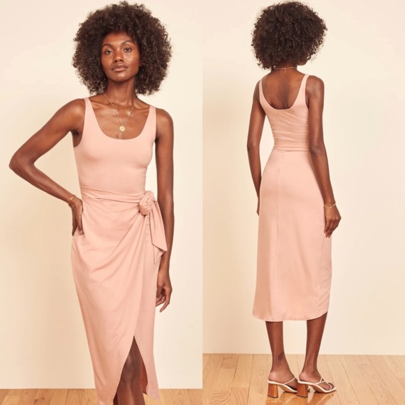 Reformation Dresses New Reformation Kaila Wrap Dress In Blush